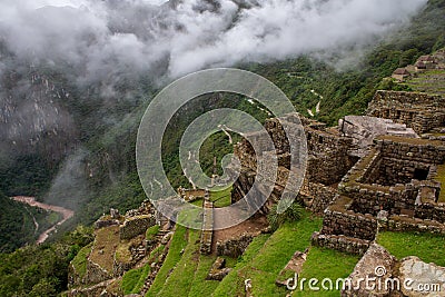 Road to Macchu Picchu as seen from the citadel itself on march 15th 2019 Editorial Stock Photo