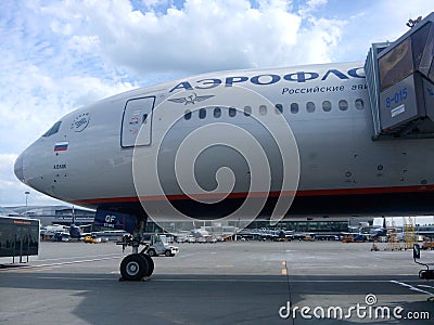 Road to the Maldives. Aeroflot plane. Editorial Stock Photo