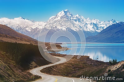 Road to Mount Cook, New Zealand Stock Photo