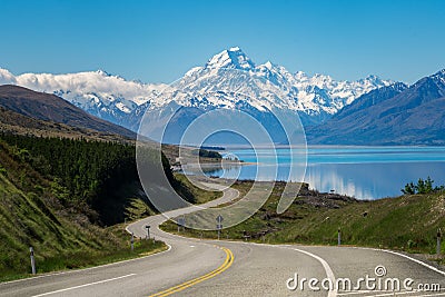 Road to Mount Cook, New Zealand Stock Photo