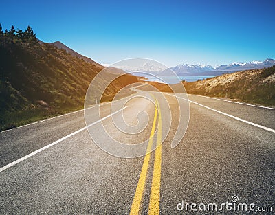 Road to Mount Cook, New Zealand Stock Photo