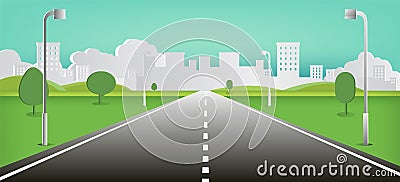 Road to nature backgroud vector illustration. Cartoon Illustration