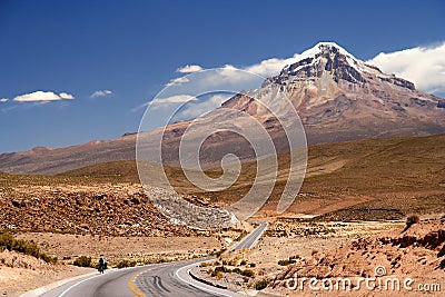 Road to Nevado Sajama Stock Photo