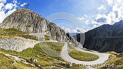 Road to pass Gotthard Stock Photo
