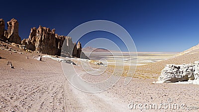 Road to remote lake in the Andes Stock Photo