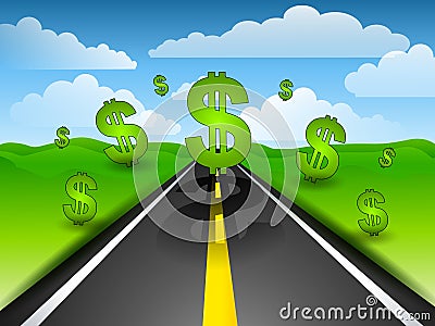 The Road To Riches Cartoon Illustration