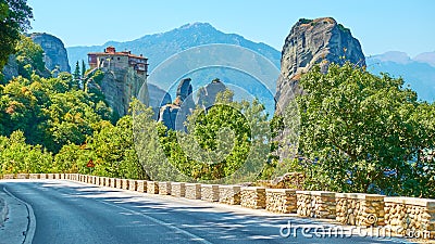 Road to Rousanou Nunnery in Meteora Stock Photo