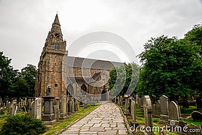 A road to St Machar cathedral entrance near Seaton park, Aberdeen Editorial Stock Photo