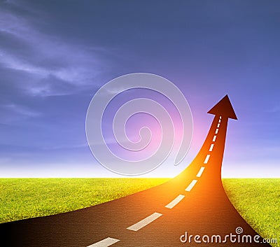 Road to success highway road going up as an arrow Stock Photo
