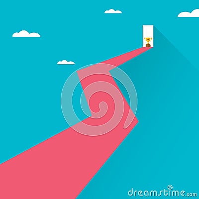 The road to success is not far and cloudy sky Vector Illustration