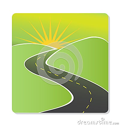 Road to sun background logo Vector Illustration