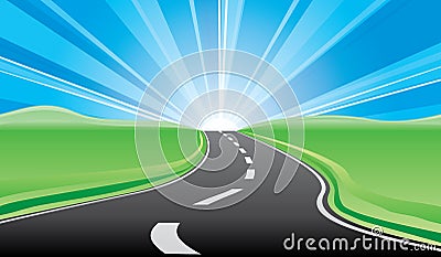 Road to the sunrise Vector Illustration