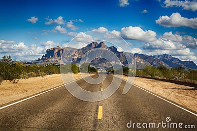 Road to Superstition Mountain Stock Photo