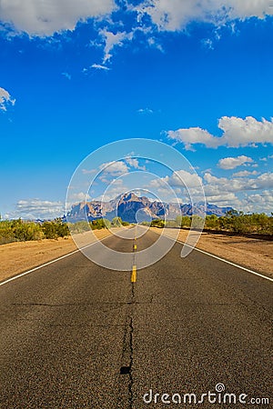Road to Superstition Mountain Stock Photo