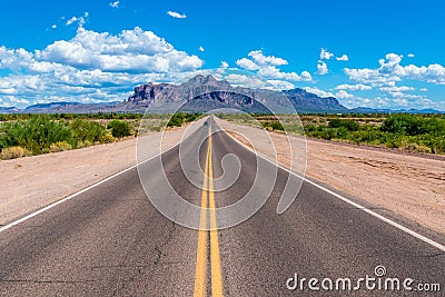 Road to Superstition Mountains Stock Photo