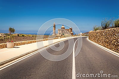 Road to Ta Pinu church in Gharb in Malta Stock Photo