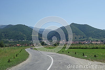 Road to Turnu Rosu mountain village in Transylvania, Romania Stock Photo