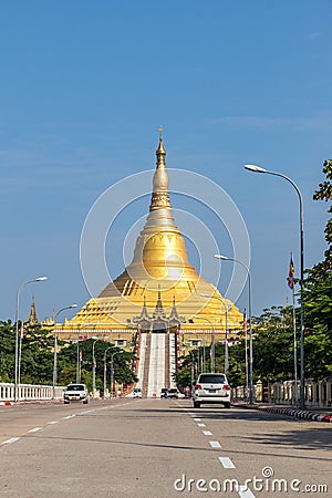 Road to the Uppatasanti Pagoda, Nay Pyi Taw, Myanmar - vertical shot Editorial Stock Photo