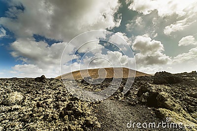 Road to vulcano Caldera Blanca Stock Photo