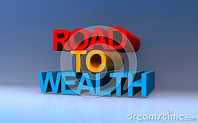 road to wealth on blue Stock Photo