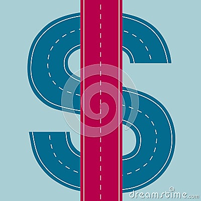 Road to wealth, financial concept design. Vector Illustration