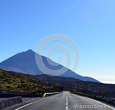 Road towards volcano El Teide Tenerife, Canary Islands Stock Photo