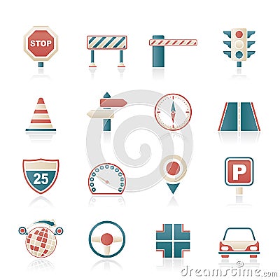 Road and Traffic Icons Vector Illustration