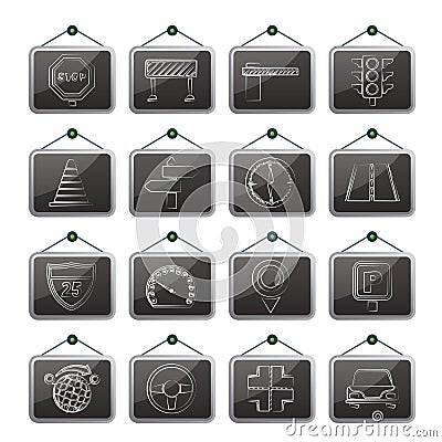 Road and Traffic Icons Vector Illustration