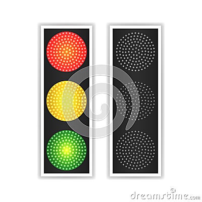 Road Traffic Light Vector. Realistic LED Panel. Sequence Lights Red, Yellow, Green. Go, Wait, Stop Signals. Isolated On Vector Illustration