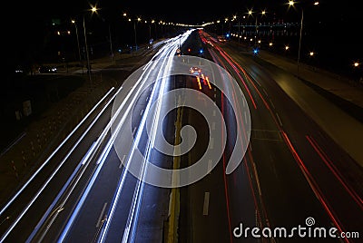 Road traffic at night Stock Photo