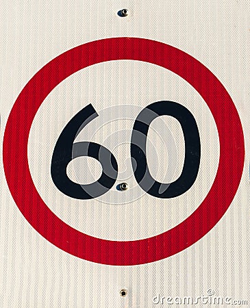 Road Traffic Signs, 60 kph. Stock Photo