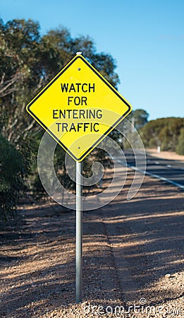 Road Sign, Traffic Entering. Stock Photo