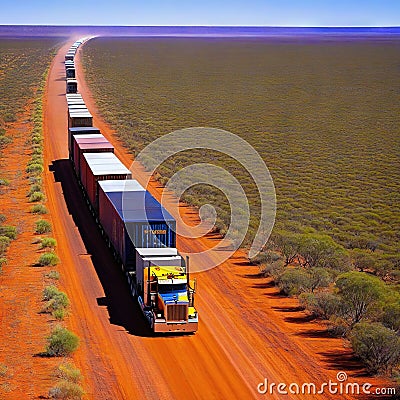 Road train in the Australian Cartoon Illustration