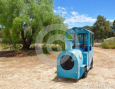 Road Train: Retro Blue Stock Photo