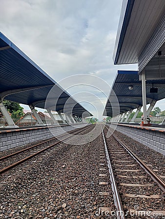 Road of train station at peterongan jombang Stock Photo