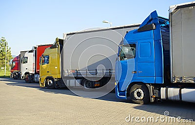 ARAD, ROMANIA, 27 OCTOBER, 2019: Rest hours for truck drivers. Drivers resting in a truck parking place. Editorial Stock Photo