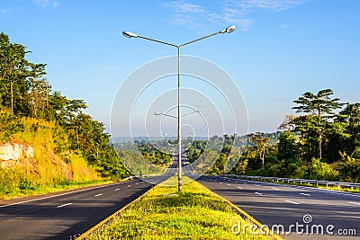 Road for transportation of AEC in Ubon ratchathani. Stock Photo