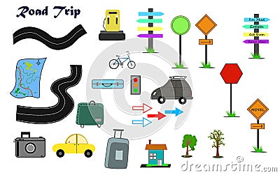 Road trip clipart vector Vector Illustration