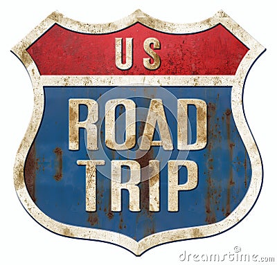 Road Trip Highway Sign Vintage Stock Photo