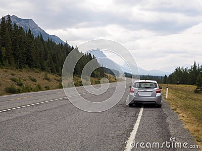 Road trip through the Mountains on a cloudy Smokey day Stock Photo