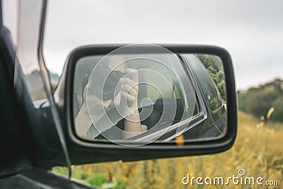 Road Trip Selfie Stock Photo