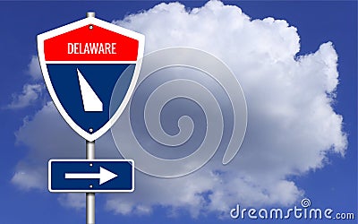 Road trip to Delaware, Red, white and blue interstate Vector Illustration