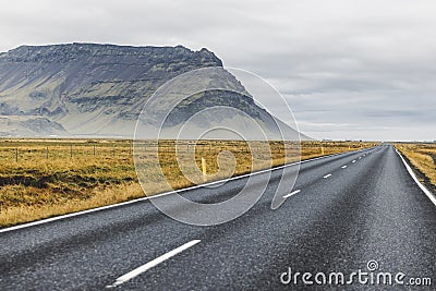 Road trip trough Iceland, endless roads, amazing scenery Stock Photo