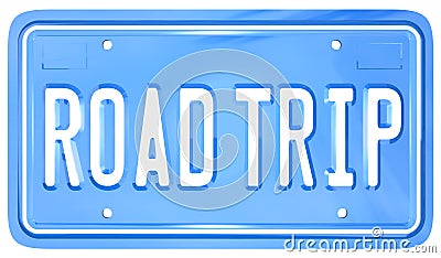 Road Trip Vanity License Plate Holiday Travel Stock Photo