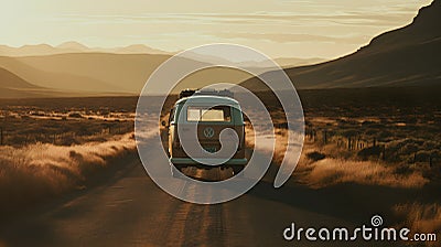 Road trips adventure freedom exploration generative AI Stock Photo