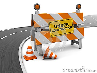 Road under construction Cartoon Illustration