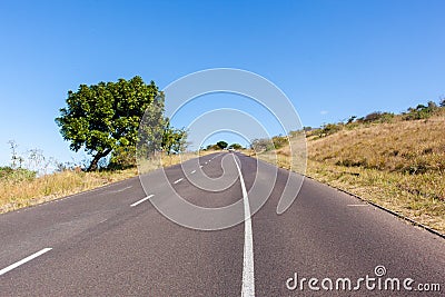 Road Uphill Blue Sky Stock Photo