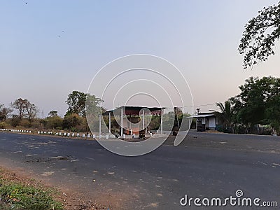 A road uturn location with streetcar in village Stock Photo