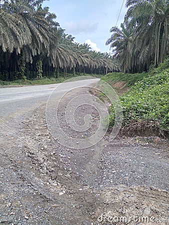 This road is very dusty, and the car has fuso Stock Photo