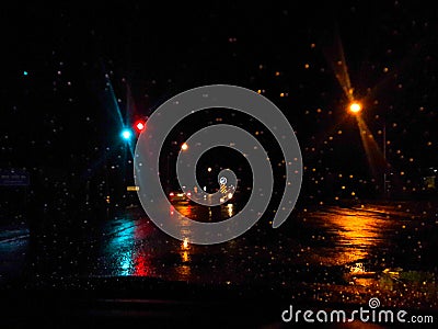 Road view through car Stock Photo